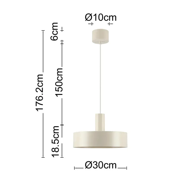 LAMPE DE PLAFOND E27 ACIER PEINT BEIGE GEMMA