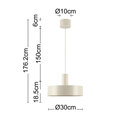 LAMPE DE PLAFOND E27 ACIER PEINT BEIGE GEMMA