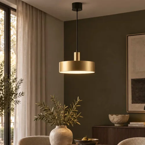 LAMPE DE PLAFOND E27 NOIRE ET DORÉE GEMMA
