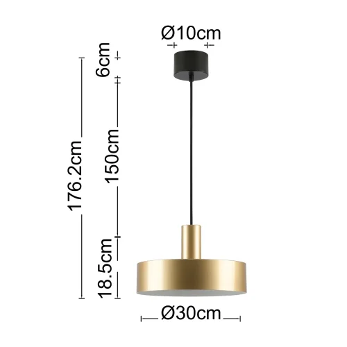 LAMPE DE PLAFOND E27 NOIRE ET DORÉE GEMMA