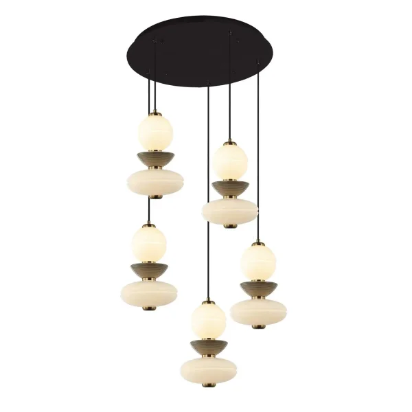 LAMPE DE PLAFOND LED 5 LUMIÈRES 50 W CCT EN CÉRAMIQUE ET VERRE HATHOR