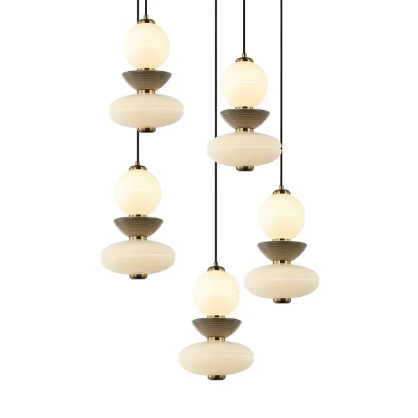 LAMPE DE PLAFOND LED 5 LUMIÈRES 50 W CCT EN CÉRAMIQUE ET VERRE HATHOR