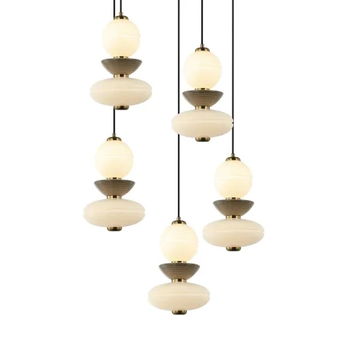 LAMPE DE PLAFOND LED 5 LUMIÈRES 50 W CCT EN CÉRAMIQUE ET VERRE HATHOR