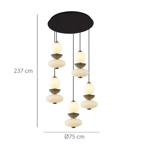 LAMPE DE PLAFOND LED 5 LUMIÈRES 50 W CCT EN CÉRAMIQUE ET VERRE HATHOR