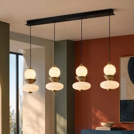 LAMPE DE PLAFOND 4 LUMIÈRES LED 40W CCT CÉRAMIQUE/VERRE HATHOR