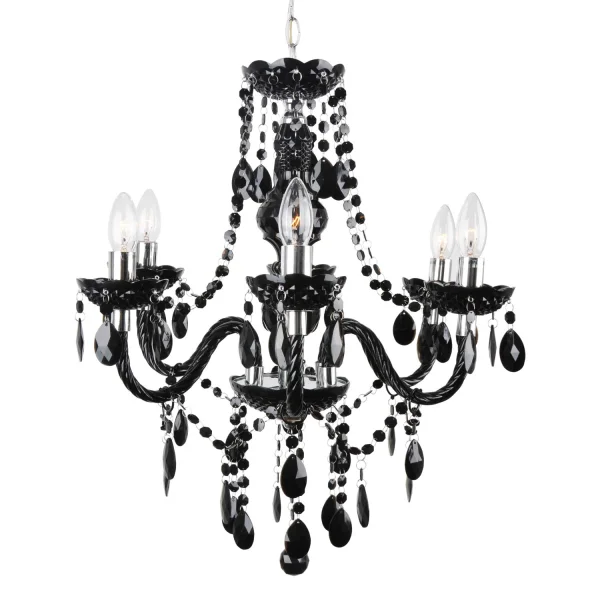 LAMPE DE PLAFOND 6 LUMIÈRES ROUGES NOIRES