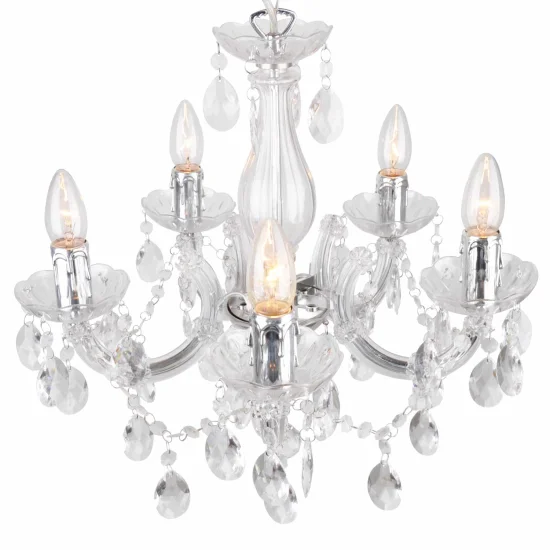 LAMPE DE PLAFOND 5 LUMIÈRES NICOLA TRANSPARENTES