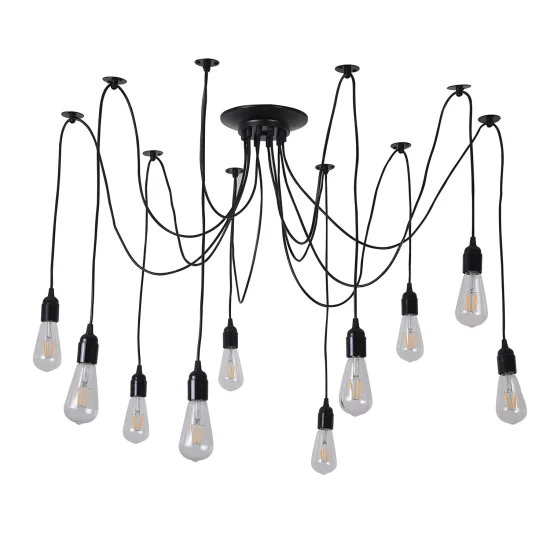 LAMPE DE PLAFOND 10 LUMIÈRES CARLA NOIRES 2