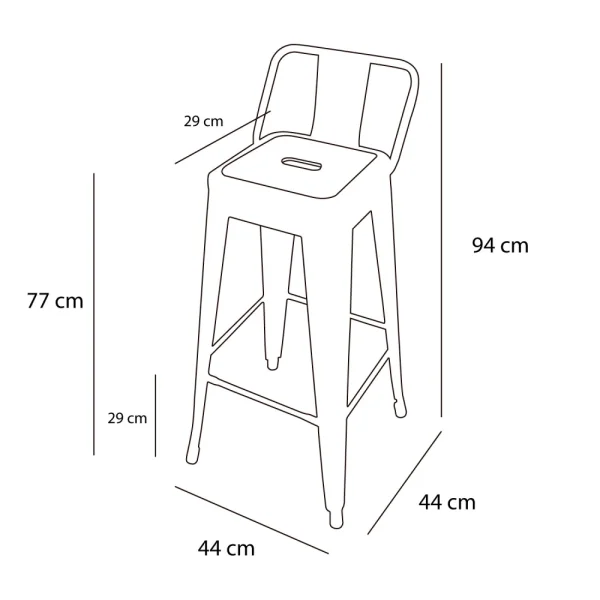 TABOURET ÉLEVÉ JOSÉPHINE VIEILLI MÉTALLIQUE