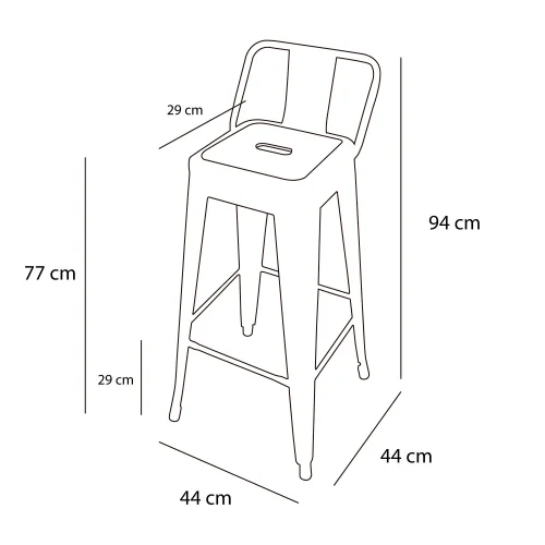 TABOURET ÉLEVÉ JOSÉPHINE VIEILLI MÉTALLIQUE
