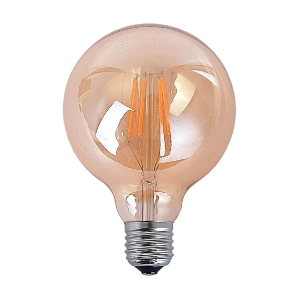 Ampoule décorative LED sphérique E27 8W Ambre, éclairage