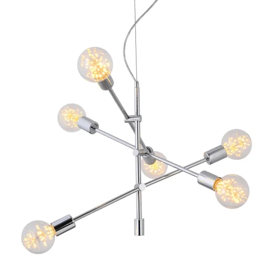 LAMPE DE PLAFOND JUPITER 6 LUMIÈRES CHROMÉES