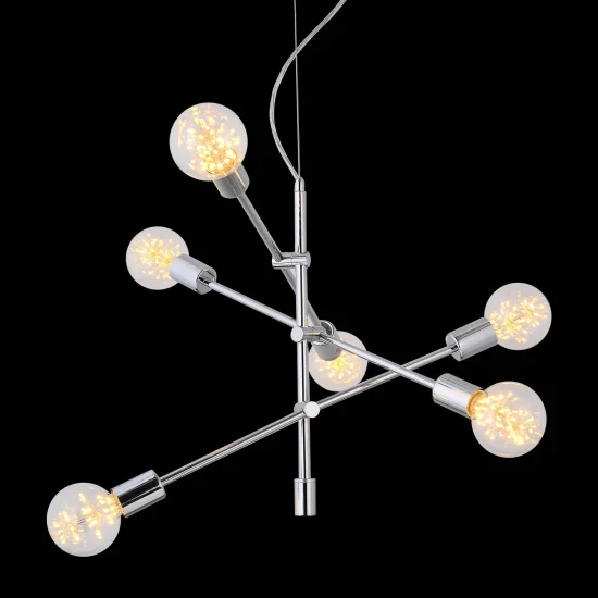 LAMPE DE PLAFOND JUPITER 6 LUMIÈRES CHROMÉES 2